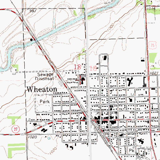 Topographic Map of Sanford Wheaton Medical Center, MN