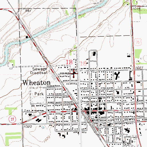 Topographic Map of Wheaton Community Health Center, MN