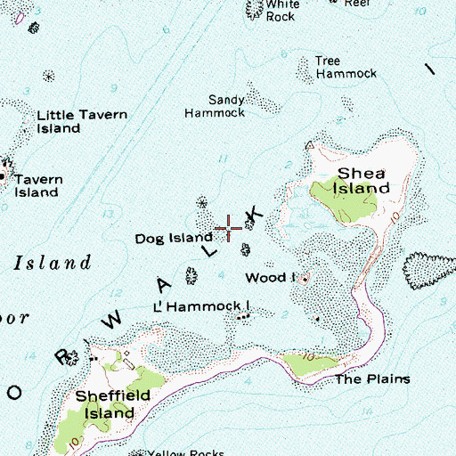 Topographic Map of Dog Island, CT