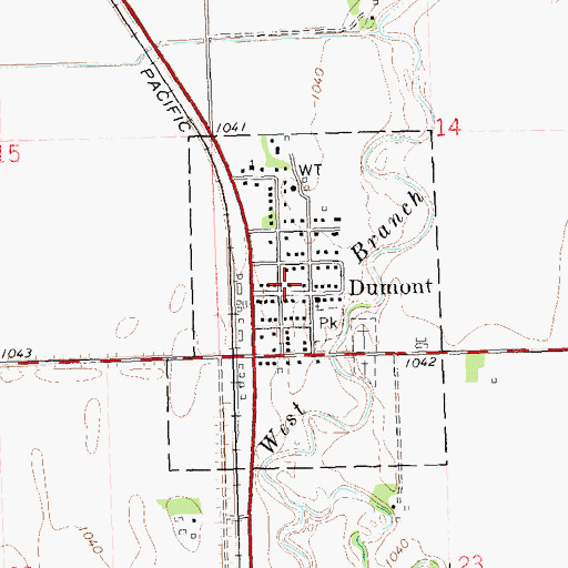 Topographic Map of Dumont Post Office, MN