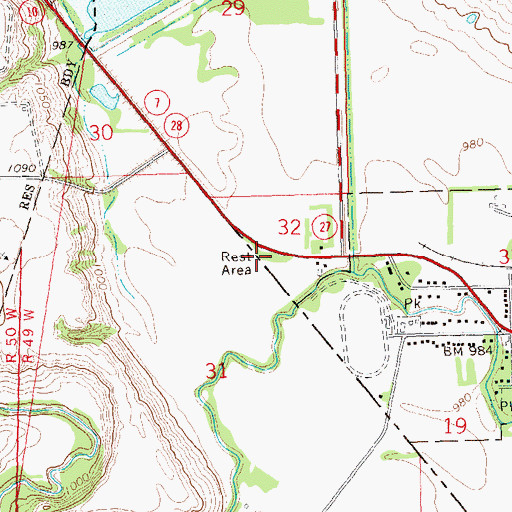 Topographic Map of Browns Valley Wayside Park, MN