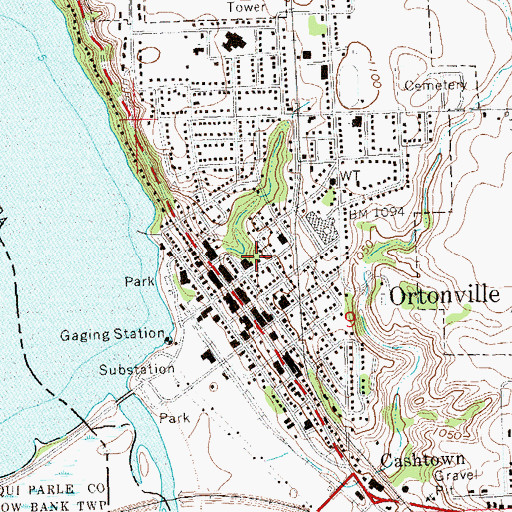 Topographic Map of Ortonville City Hall, MN