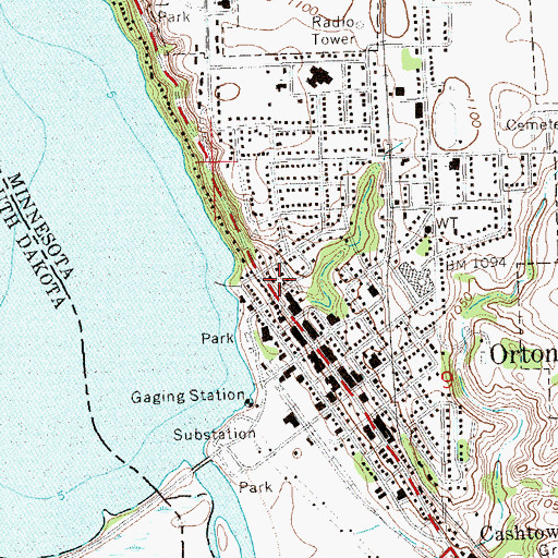 Topographic Map of Ortonville City Public Library, MN