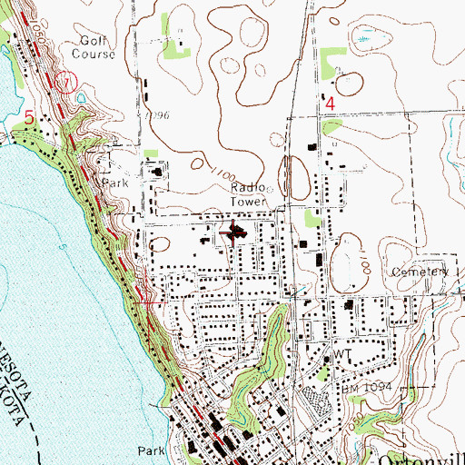 Topographic Map of Ortonville Area Health Services Ortonville Hospital, MN