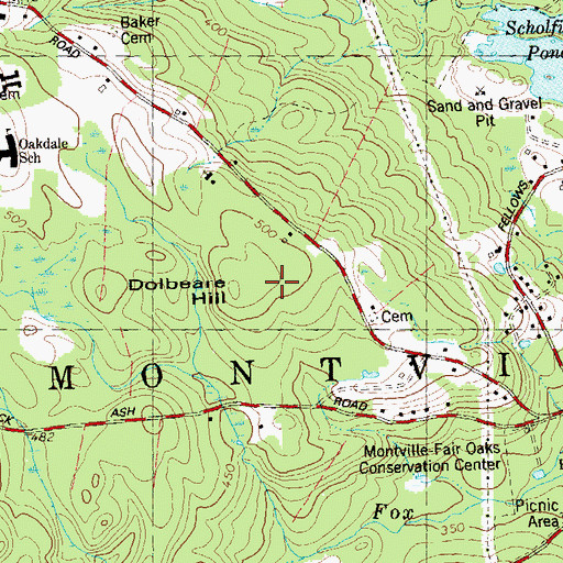 Topographic Map of Dolbeare Hill, CT