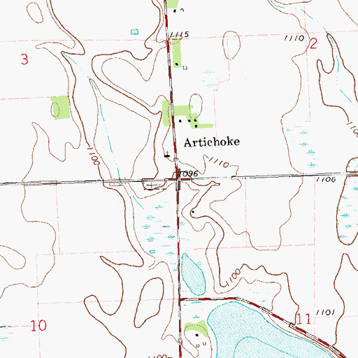 Topographic Map of Artichoke Lake Post Office, MN