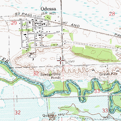 Topographic Map of Odessa Trinity Lutheran Cemetery, MN