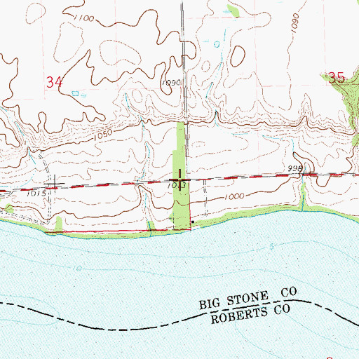 Topographic Map of Lakeside Cemetery, MN