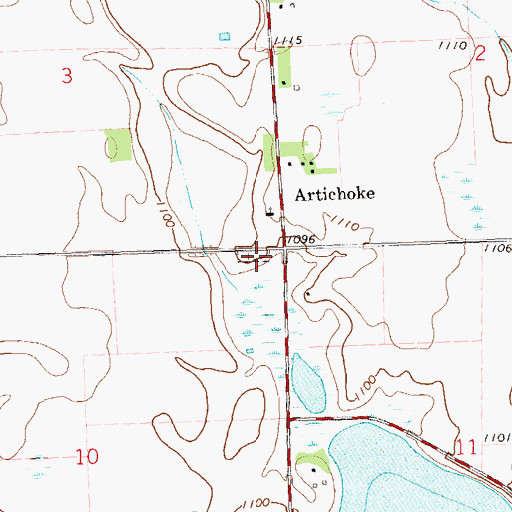 Topographic Map of Artichoke Baptist Cemetery, MN
