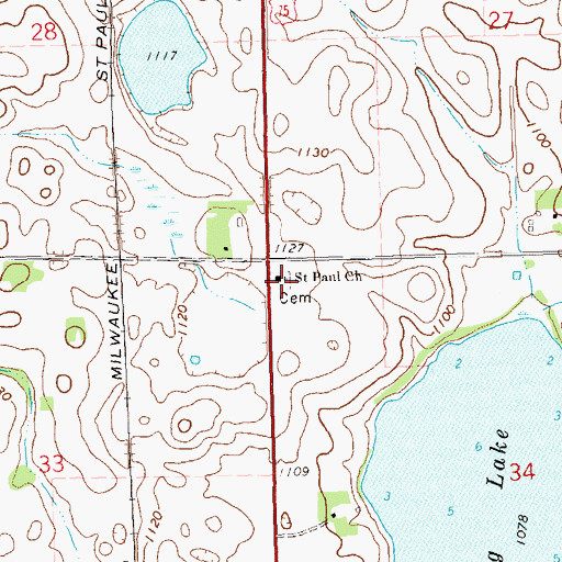 Topographic Map of Saint Pauli Cemetery, MN