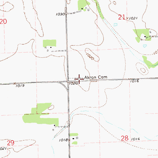 Topographic Map of Akron Cemetery, MN