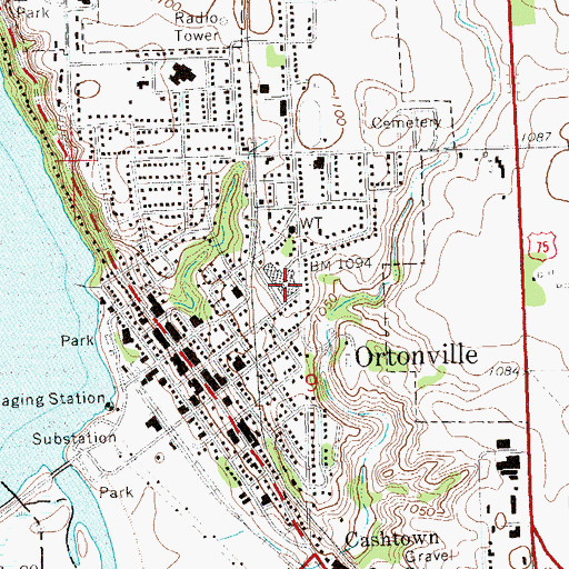 Topographic Map of Ortonville High School, MN