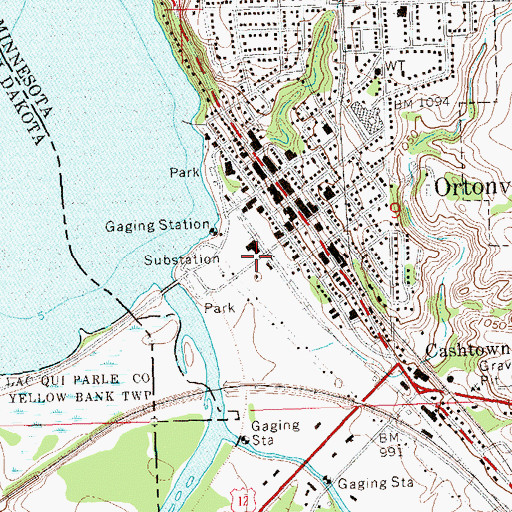 Topographic Map of Ortonville, MN