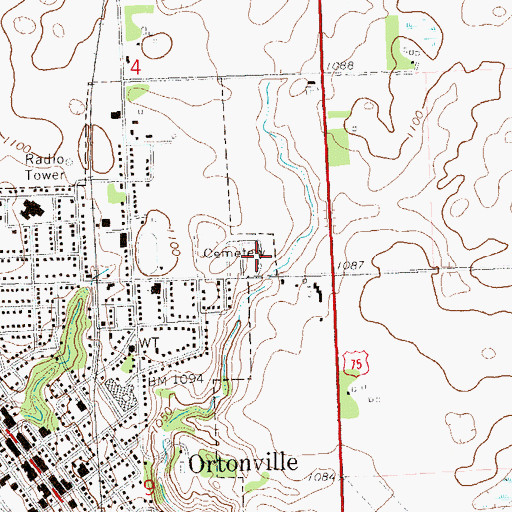 Topographic Map of Mound Cemetery, MN