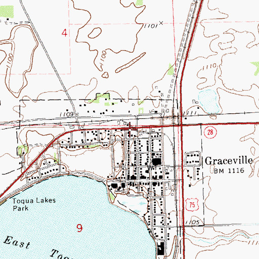 Topographic Map of Mount Olive Lutheran Church, MN