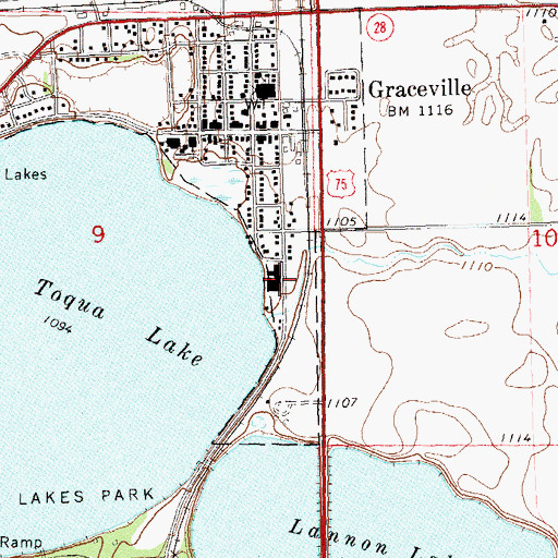Topographic Map of Graceville Health Center, MN