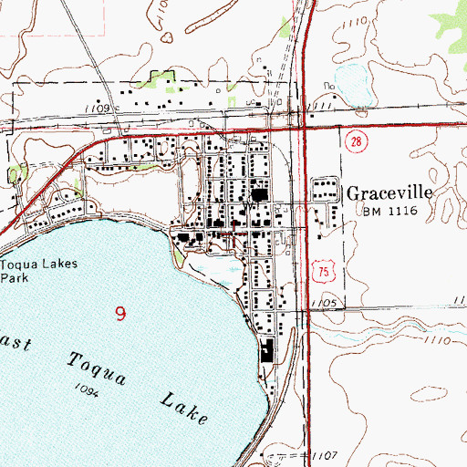 Topographic Map of Graceville Post Office, MN