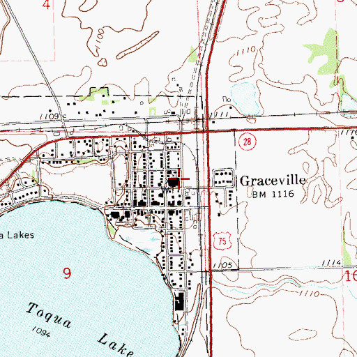 Topographic Map of Clinton Graceville High School, MN