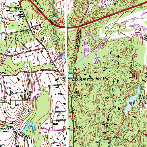 Topographic Map of Dommericks Pond, CT
