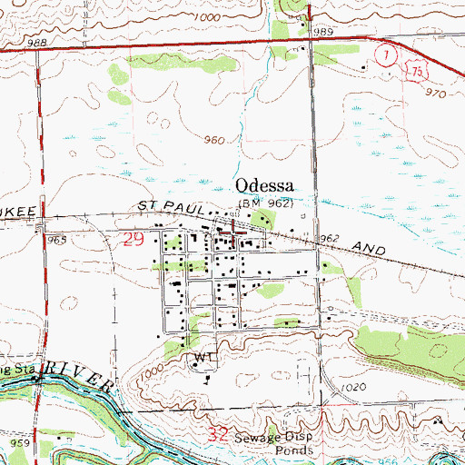 Topographic Map of Odessa, MN
