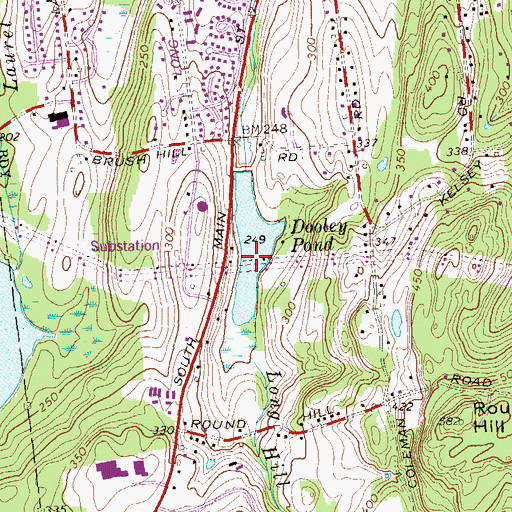 Topographic Map of Dooley Pond, CT