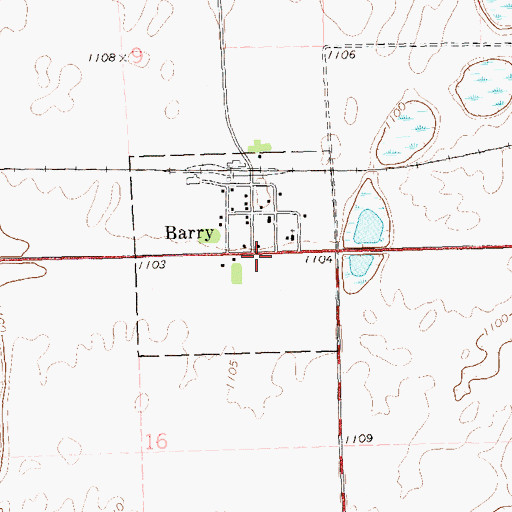 Topographic Map of Barry Post Office (historical), MN
