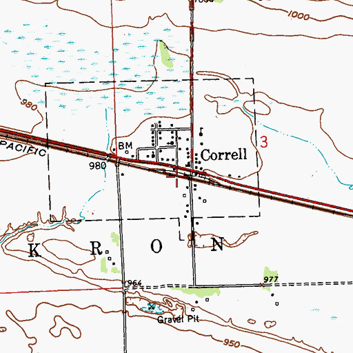 Topographic Map of Correll, MN