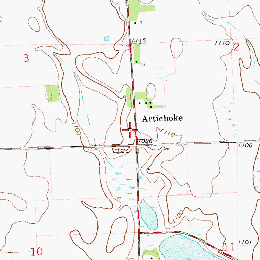 Topographic Map of Artichoke Baptist Church, MN