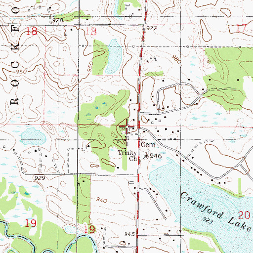 Topographic Map of Trinity Cemetery, MN