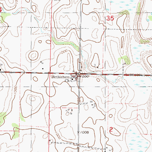 Topographic Map of Bethlehem Cemetery, MN