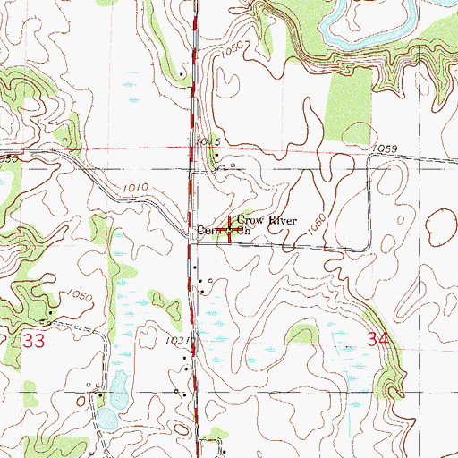 Topographic Map of Crow River Cemetery, MN
