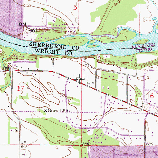 Topographic Map of Ostego Cemetery, MN