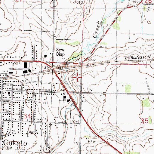Topographic Map of Cokato Cemetery, MN