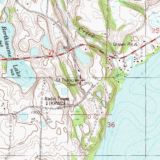 Topographic Map of Saint Francis Cemetery, MN
