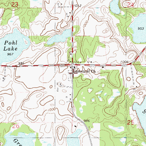 Topographic Map of Immanuel Cemetery, MN