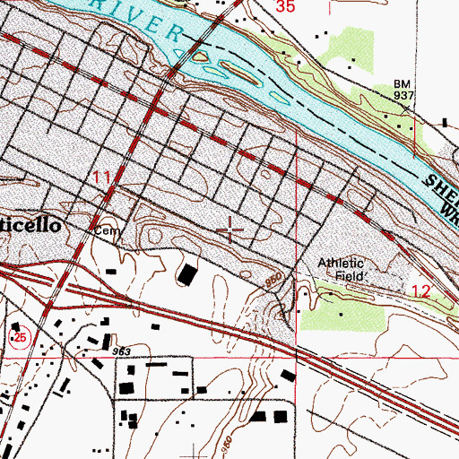Topographic Map of Saint Peters Evangelical Lutheran Church, MN