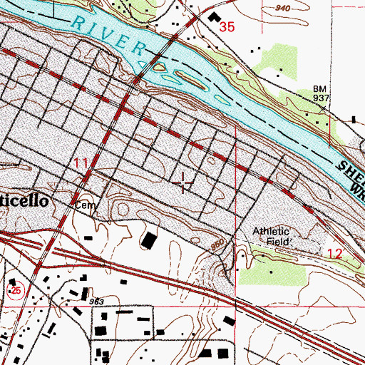 Topographic Map of First Baptist Church, MN