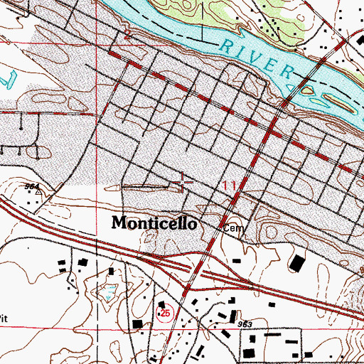 Topographic Map of Monticello Fire Department, MN