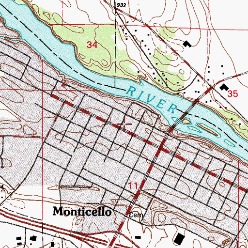 Topographic Map of Monticello Post Office, MN