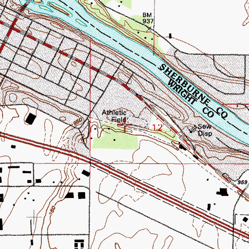 Topographic Map of Monticello (historical), MN