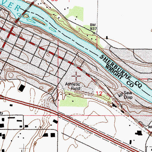 Topographic Map of Monticello Middle School, MN