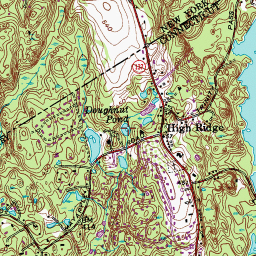 Topographic Map of Doughnut Lake, CT