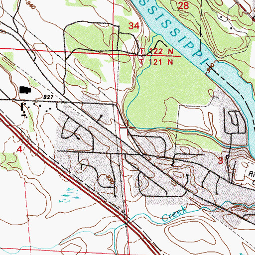 Topographic Map of Hillcrest Park, MN