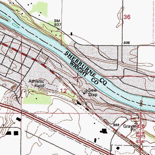 Topographic Map of Mississippi River Park, MN
