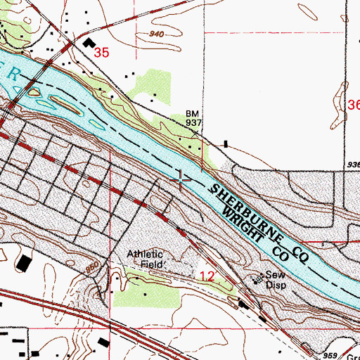 Topographic Map of Ellison Park, MN