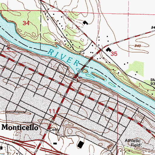 Topographic Map of East Bridge Park, MN