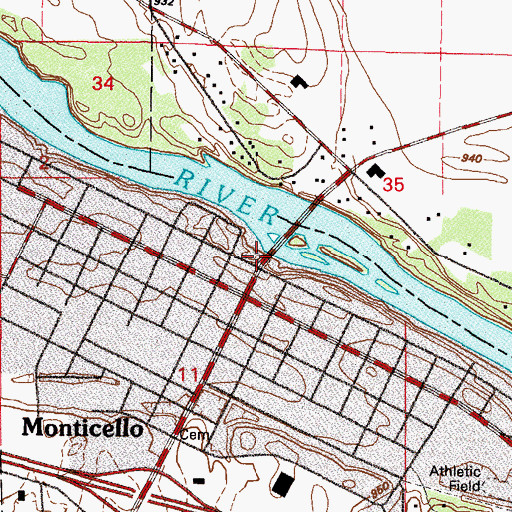 Topographic Map of West Bridge Park, MN