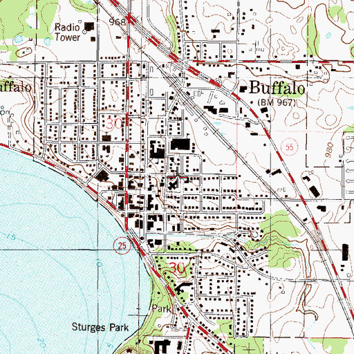 Topographic Map of Buffalo Assembly of God Church, MN