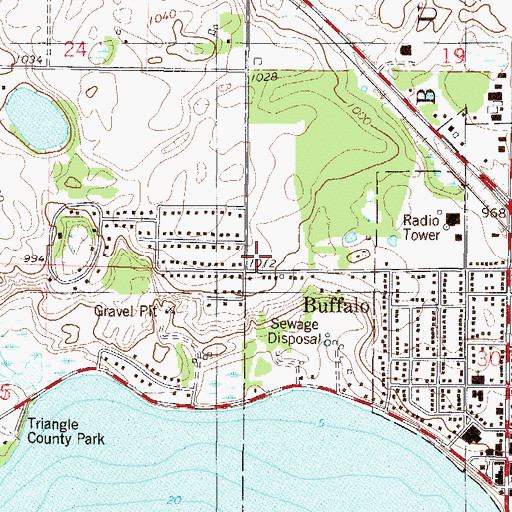 Topographic Map of Buffalo United Methodist Church, MN