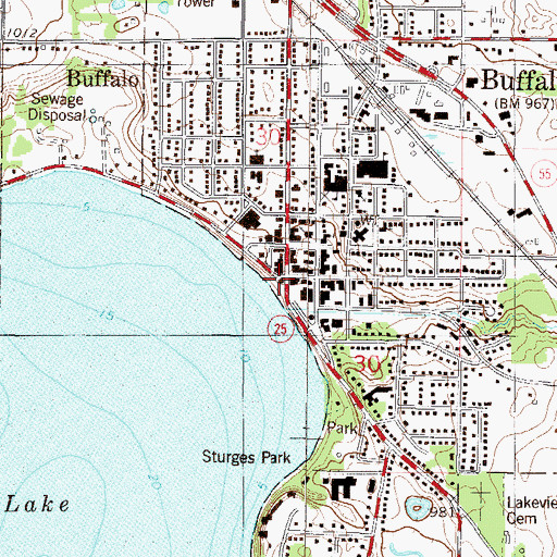 Topographic Map of Buffalo Public Library, MN